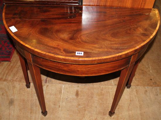 Mahogany demi-line card table